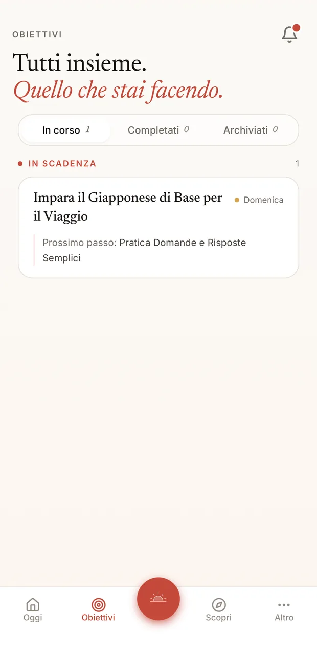 I tuoi obiettivi in corso